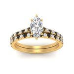 Load image into Gallery viewer, french-pave-marquise-petite-black-diamond-wedding-ring-set-in-FD9918MQGBLACKANGLE3-NL-YG-B1
