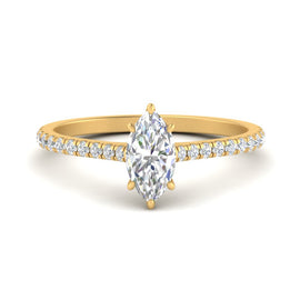 Lab Grown Marquise Cut French Pavé Engagement Ring
