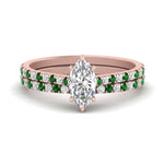 Load image into Gallery viewer, french-pave-marquise-petite-emerald-wedding-ring-set-in-FD9918MQGEMGRANGLE3-NL-RG-B1
