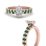 Load image into Gallery viewer, french-pave-marquise-petite-emerald-wedding-ring-set-in-FD9918MQGEMGRANGLE3-NL-RG-B1
