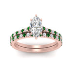 Load image into Gallery viewer, french-pave-marquise-petite-emerald-wedding-ring-set-in-FD9918MQGEMGRANGLE3-NL-RG-B1
