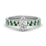 Load image into Gallery viewer, french-pave-marquise-petite-emerald-wedding-ring-set-in-FD9918MQGEMGRANGLE3-NL-WG-B1
