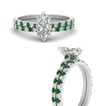Load image into Gallery viewer, french-pave-marquise-petite-emerald-wedding-ring-set-in-FD9918MQGEMGRANGLE3-NL-WG-B1
