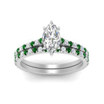 Load image into Gallery viewer, french-pave-marquise-petite-emerald-wedding-ring-set-in-FD9918MQGEMGRANGLE3-NL-WG-B1
