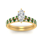 Load image into Gallery viewer, french-pave-marquise-petite-emerald-wedding-ring-set-in-FD9918MQGEMGRANGLE3-NL-YG-B1
