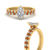 Load image into Gallery viewer, french-pave-marquise-petite-orange-sapphire-wedding-ring-set-in-FD-9918MQGSAORANGLE3-NL-YG-B1