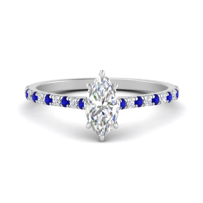 Lab Grown Marquise Cut French Pavé Engagement Ring