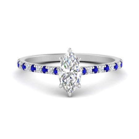 Lab Grown Marquise Cut French Pavé Engagement Ring