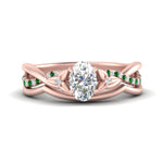 Load image into Gallery viewer, french-pave-oval-contour-emerald-wedding-band-in-rose-gold-FD9986B1OVGEMGR-NL-RG
