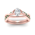 Load image into Gallery viewer, french-pave-oval-contour-emerald-wedding-band-in-rose-gold-FD9986B1OVGEMGR-NL-RG
