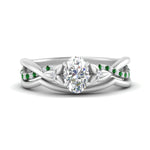 Load image into Gallery viewer, french-pave-oval-contour-emerald-wedding-band-in-white-gold-FD9986B1OVGEMGR-NL-WG

