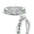 Thumbnail 50 - french-pave-oval-contour-emerald-wedding-band-in-white-gold-FD9986B1OVGEMGR-NL-WG