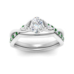 Load image into Gallery viewer, french-pave-oval-contour-emerald-wedding-band-in-white-gold-FD9986B1OVGEMGR-NL-WG
