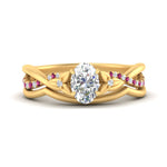 Load image into Gallery viewer, french-pave-oval-contour-pink-sapphire-wedding-band-in-yellow-gold-FD9986B1OVGSADRPI-NL-YG
