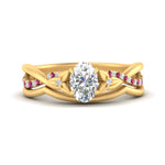 Load image into Gallery viewer, french-pave-oval-contour-pink-sapphire-wedding-band-in-yellow-gold-FD9986B1OVGSADRPI-NL-YG
