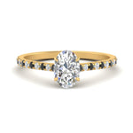 Load image into Gallery viewer, french-pave-oval-petite-black-diamond-engagement-ring-in-FD9918OVRGBLACKANGLE3-NL-YG