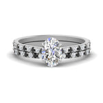 Load image into Gallery viewer, french-pave-oval-petite-black-diamond-wedding-ring-set-in-FD9918OVGBLACKANGLE3-NL-WG-B1
