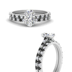 Load image into Gallery viewer, french-pave-oval-petite-black-diamond-wedding-ring-set-in-FD9918OVGBLACKANGLE3-NL-WG-B1
