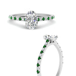 Load image into Gallery viewer, french-pave-oval-petite-emerald-engagement-ring-in-FD9918OVRGEMGRANGLE3-NL-WG