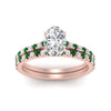 Load image into Gallery viewer, french-pave-oval-petite-emerald-wedding-ring-set-in-FD9918OVGEMGRANGLE3-NL-RG-B1