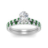 Load image into Gallery viewer, french-pave-oval-petite-emerald-wedding-ring-set-in-FD9918OVGEMGRANGLE3-NL-WG-B1