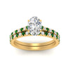 Load image into Gallery viewer, french-pave-oval-petite-emerald-wedding-ring-set-in-FD9918OVGEMGRANGLE3-NL-YG-B1