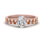 Load image into Gallery viewer, french-pave-oval-petite-orange-sapphire-wedding-ring-set-in-FD9918OVGSAORANGLE3-NL-RG-B1
