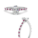 Load image into Gallery viewer, french-pave-oval-petite-pink-sapphire-engagement-ring-in-FD9918OVRGSADRPIANGLE3-NL-WG