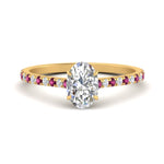 Load image into Gallery viewer, french-pave-oval-petite-pink-sapphire-engagement-ring-in-FD9918OVRGSADRPIANGLE3-NL-YG