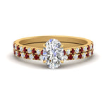 Load image into Gallery viewer, french-pave-oval-petite-ruby-wedding-ring-set-in-FD9918OVGRUDRANGLE3-NL-YG-B1
