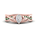 Load image into Gallery viewer, french-pave-pear-contour-emerald-wedding-band-in-rose-gold-FD9986B1PEGEMGR-NL-RG
