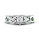 Load image into Gallery viewer, french-pave-pear-contour-emerald-wedding-band-in-white-gold-FD9986B1PEGEMGR-NL-WG
