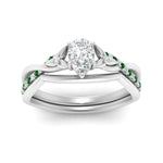 Load image into Gallery viewer, french-pave-pear-contour-emerald-wedding-band-in-white-gold-FD9986B1PEGEMGR-NL-WG
