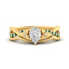 Load image into Gallery viewer, french-pave-pear-contour-emerald-wedding-band-in-yellow-gold-FD9986B1PEGEMGR-NL-YG