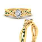 Load image into Gallery viewer, french-pave-pear-contour-emerald-wedding-band-in-yellow-gold-FD9986B1PEGEMGR-NL-YG
