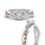 Load image into Gallery viewer, french-pave-pear-contour-orange-sapphire-wedding-band-in-white-gold-FD9986B1PEGSAOR-NL-WG
