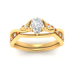 Load image into Gallery viewer, french-pave-pear-contour-orange-sapphire-wedding-band-in-yellow-gold-FD9986B1PEGSAOR-NL-YG
