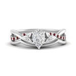 Load image into Gallery viewer, french-pave-pear-contour-ruby-wedding-band-in-white-gold-FD9986B1PEGRUDR-NL-WG
