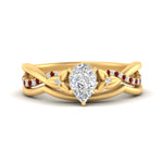 Load image into Gallery viewer, french-pave-pear-contour-ruby-wedding-band-in-yellow-gold-FD9986B1PEGRUDR-NL-YG
