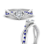 Load image into Gallery viewer, french-pave-pear-contour-sapphire-wedding-band-in-white-gold-FD9986B1PEGSABL-NL-WG
