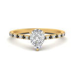 Load image into Gallery viewer, french-pave-pear-petite-black-diamond-engagement-ring-in-FD9918PERGBLACKANGLE3-NL-YG
