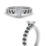 Load image into Gallery viewer, french-pave-pear-petite-black-diamond-wedding-ring-set-in-FD9918PEGBLACKANGLE3-NL-WG-B1
