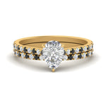 Load image into Gallery viewer, french-pave-pear-petite-black-diamond-wedding-ring-set-in-FD9918PEGBLACKANGLE3-NL-YG-B1
