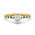Load image into Gallery viewer, french-pave-pear-petite-emerald-engagement-ring-in-FD9918PERGEMGRANGLE3-NL-YG
