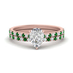 Load image into Gallery viewer, french-pave-pear-petite-emerald-wedding-ring-set-in-FD9918PEGEMGRANGLE3-NL-RG-B1
