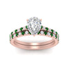 Load image into Gallery viewer, french-pave-pear-petite-emerald-wedding-ring-set-in-FD9918PEGEMGRANGLE3-NL-RG-B1