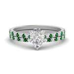 Load image into Gallery viewer, french-pave-pear-petite-emerald-wedding-ring-set-in-FD9918PEGEMGRANGLE3-NL-WG-B1
