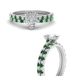 Load image into Gallery viewer, french-pave-pear-petite-emerald-wedding-ring-set-in-FD9918PEGEMGRANGLE3-NL-WG-B1
