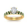 Load image into Gallery viewer, french-pave-pear-petite-emerald-wedding-ring-set-in-FD9918PEGEMGRANGLE3-NL-YG-B1