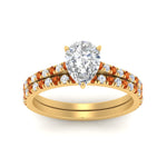 Load image into Gallery viewer, french-pave-pear-petite-orange-sapphire-wedding-ring-set-in-FD9918PEGSAORANGLE3-NL-YG-B1
